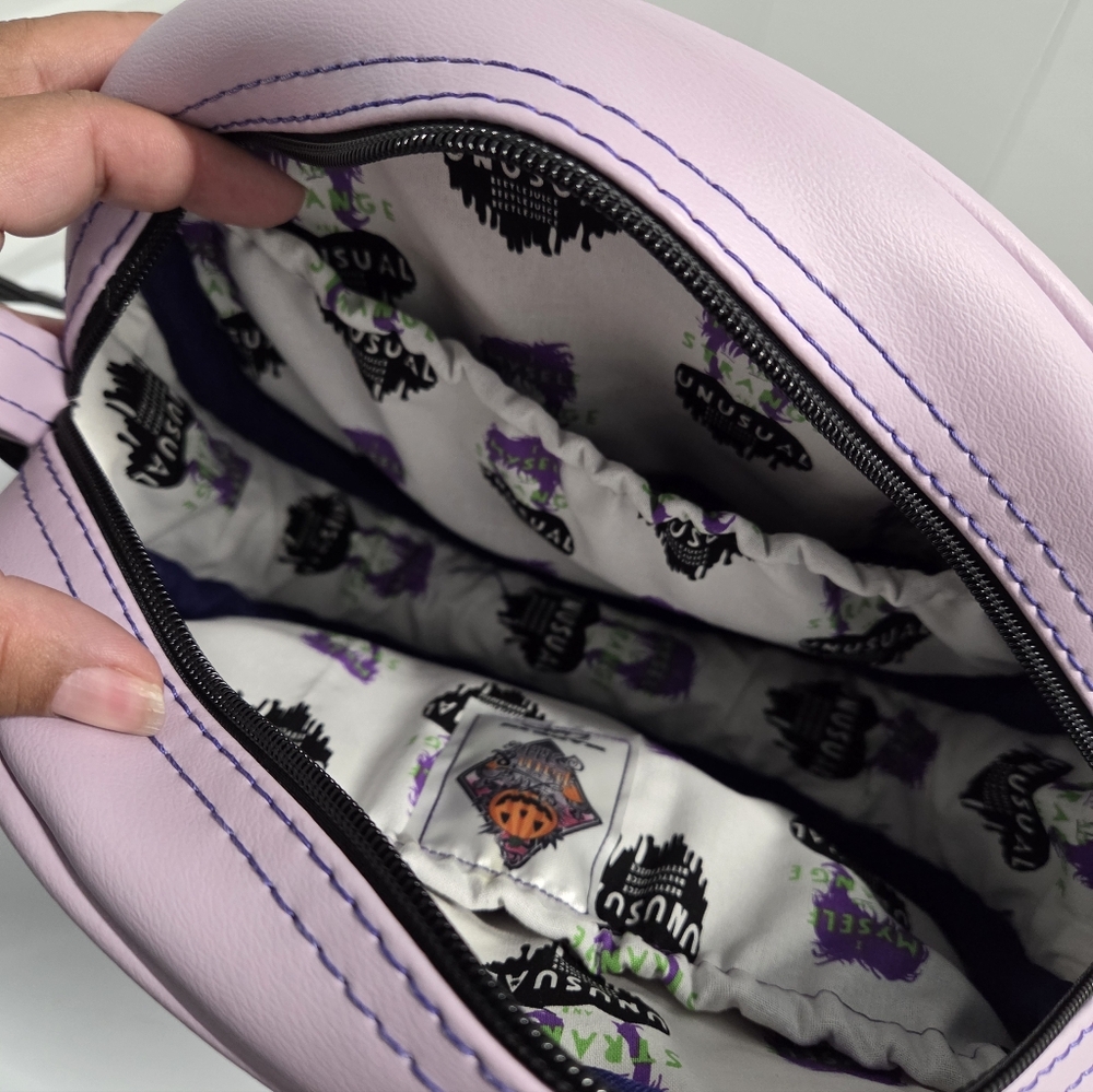 Love Pain and Stitches handcrafted pumpkin face crossbody in lavender - Picture 9 of 12